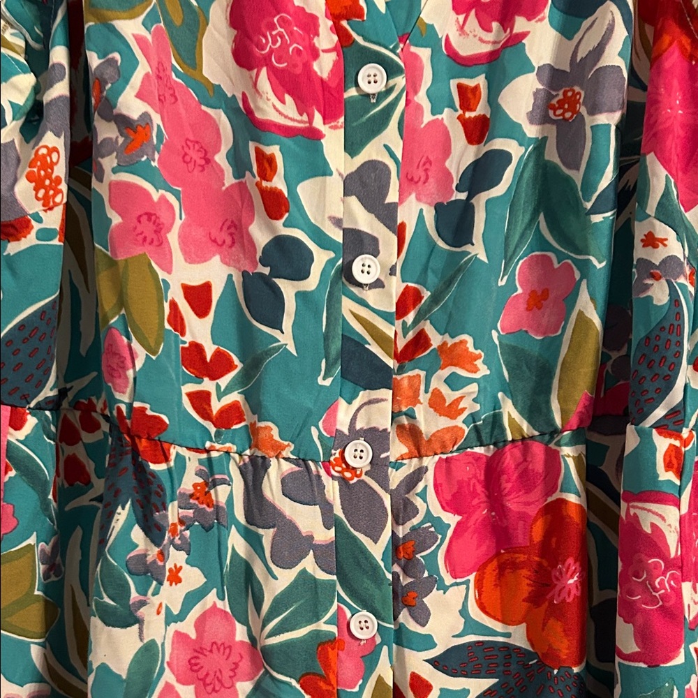 BloomChic Floral Jumpsuit - Pink, Orange, Green, Blue size 2X 18/20 NWT wide leg - Picture 9 of 10